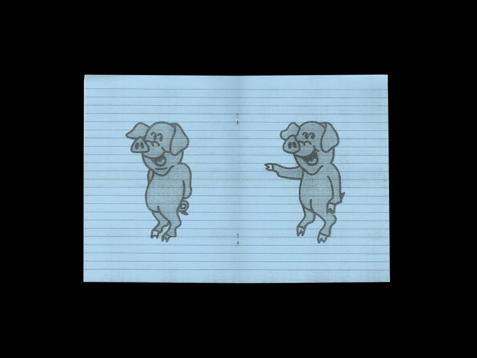 Drawings of happy pigs