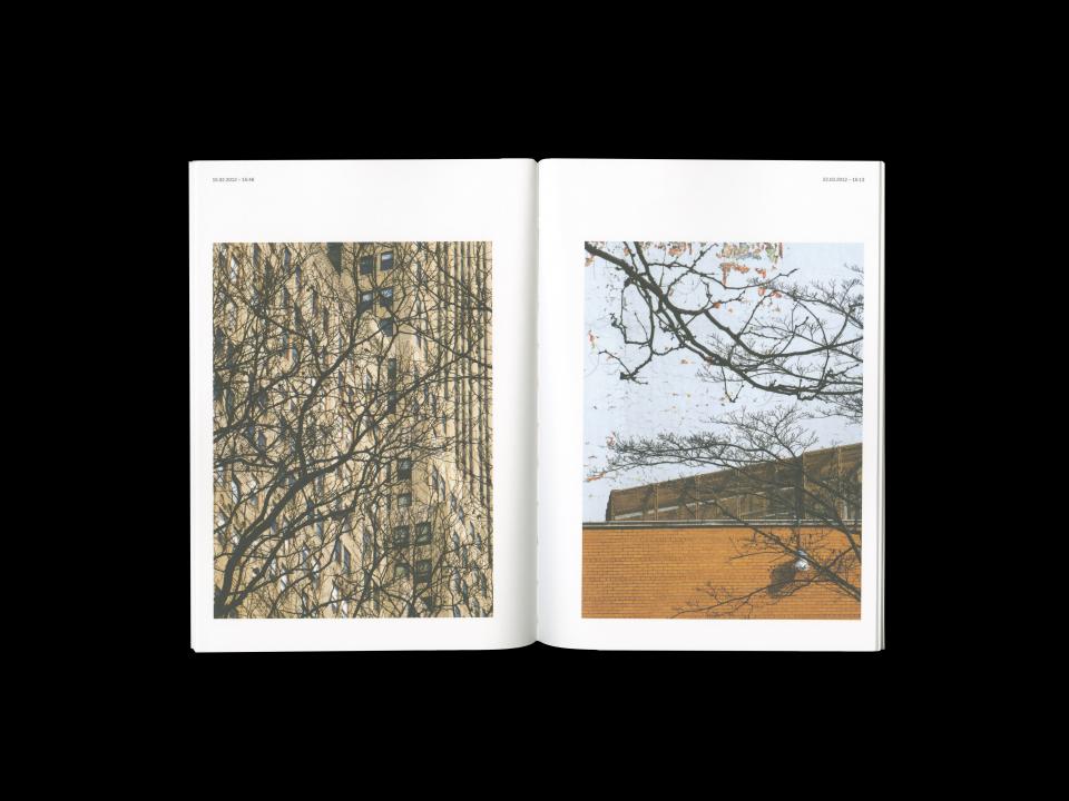 double spread with photography