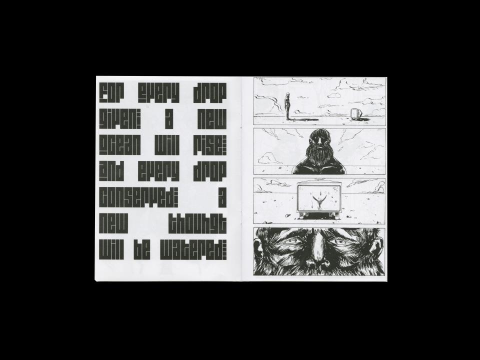 double spread with illustration and text