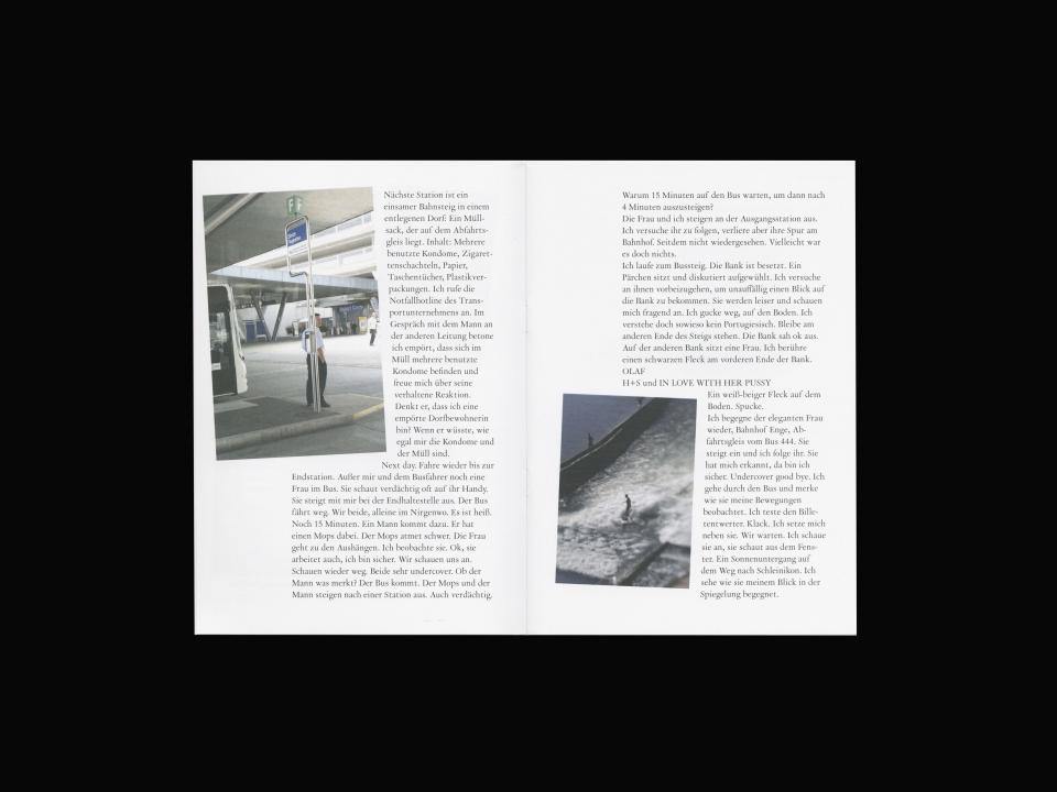 double spread with photography and text