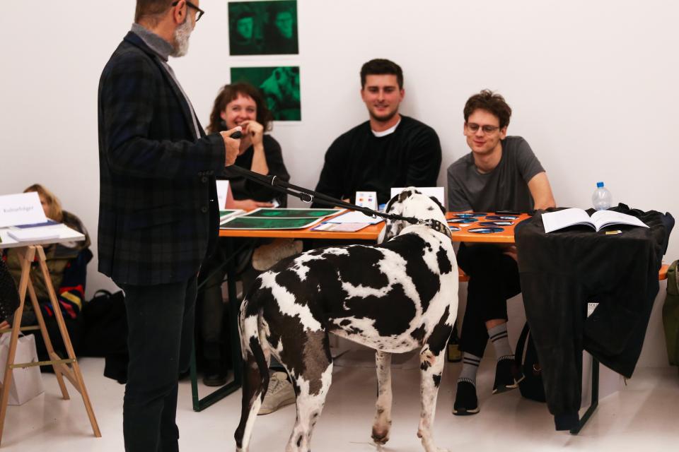 Visitor with dog